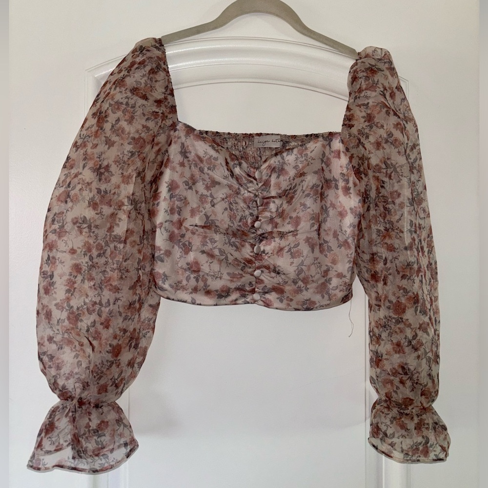 Beautiful floral crop off shoulder top